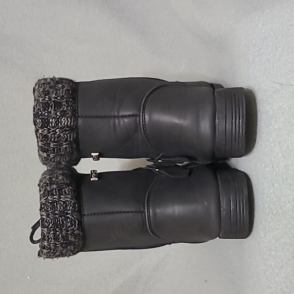 CHEROKEE Girls Black Lace Up Side Zip Fleece Tip Ankle Booties - Size 2 - Picture 5 of 10